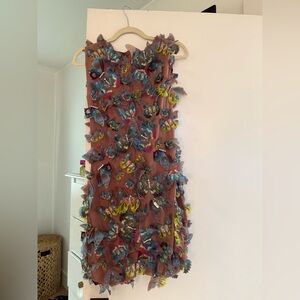 Cynthia Rowley Blue and Purple Embellished Tiered Dress